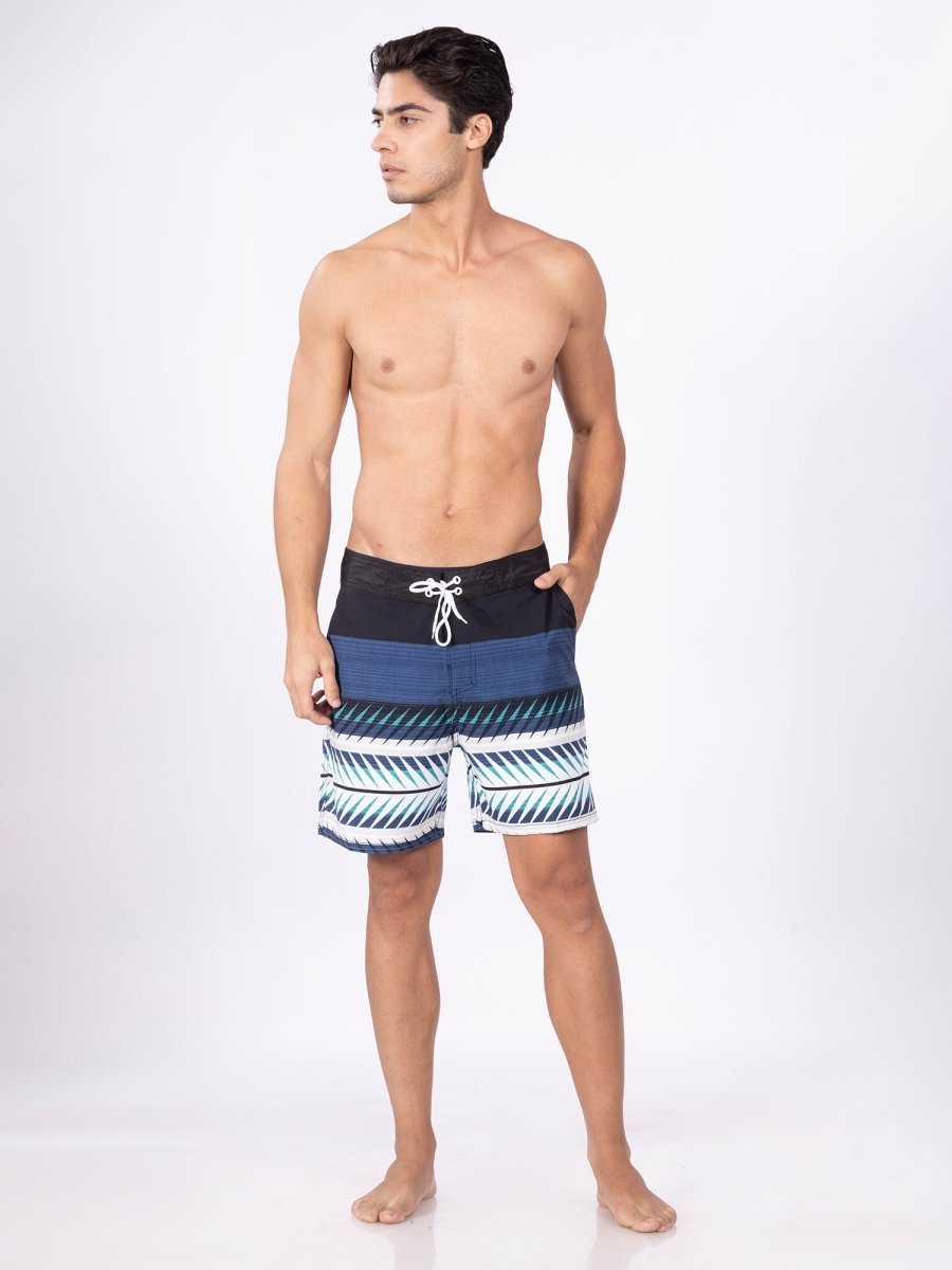 Black Men Mid-Rise Quick Dry Swim Shorts - DIMEH