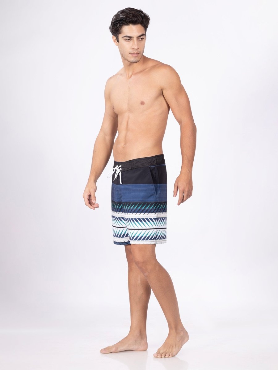 Black Men Mid-Rise Quick Dry Swim Shorts - DIMEH