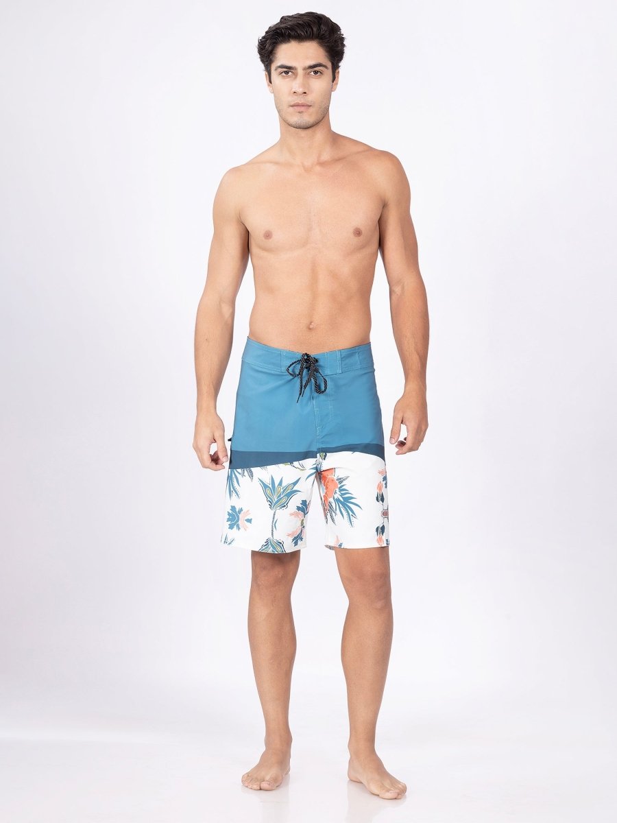 Blue Men Mid-Rise Quick Dry Swim Shorts - DIMEH