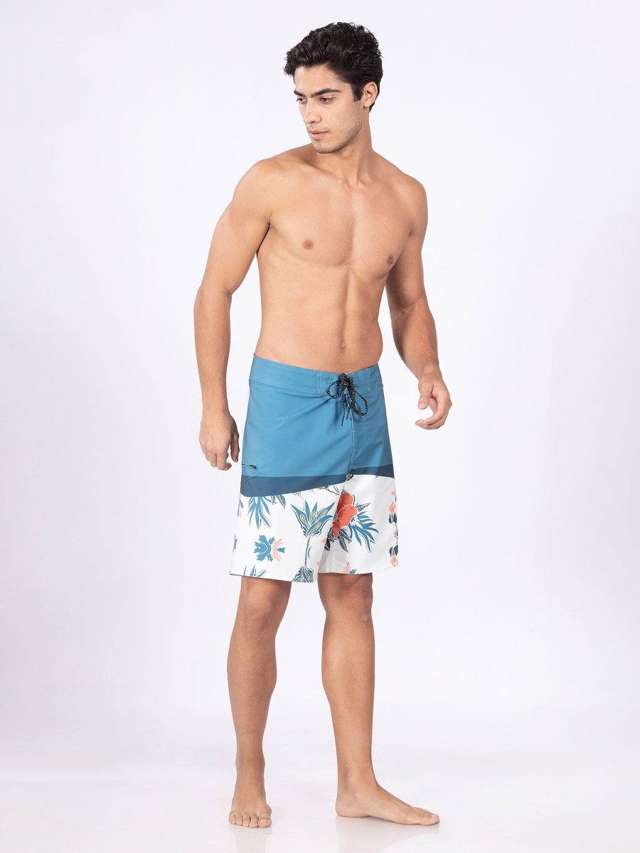 Blue Men Mid-Rise Quick Dry Swim Shorts - DIMEH