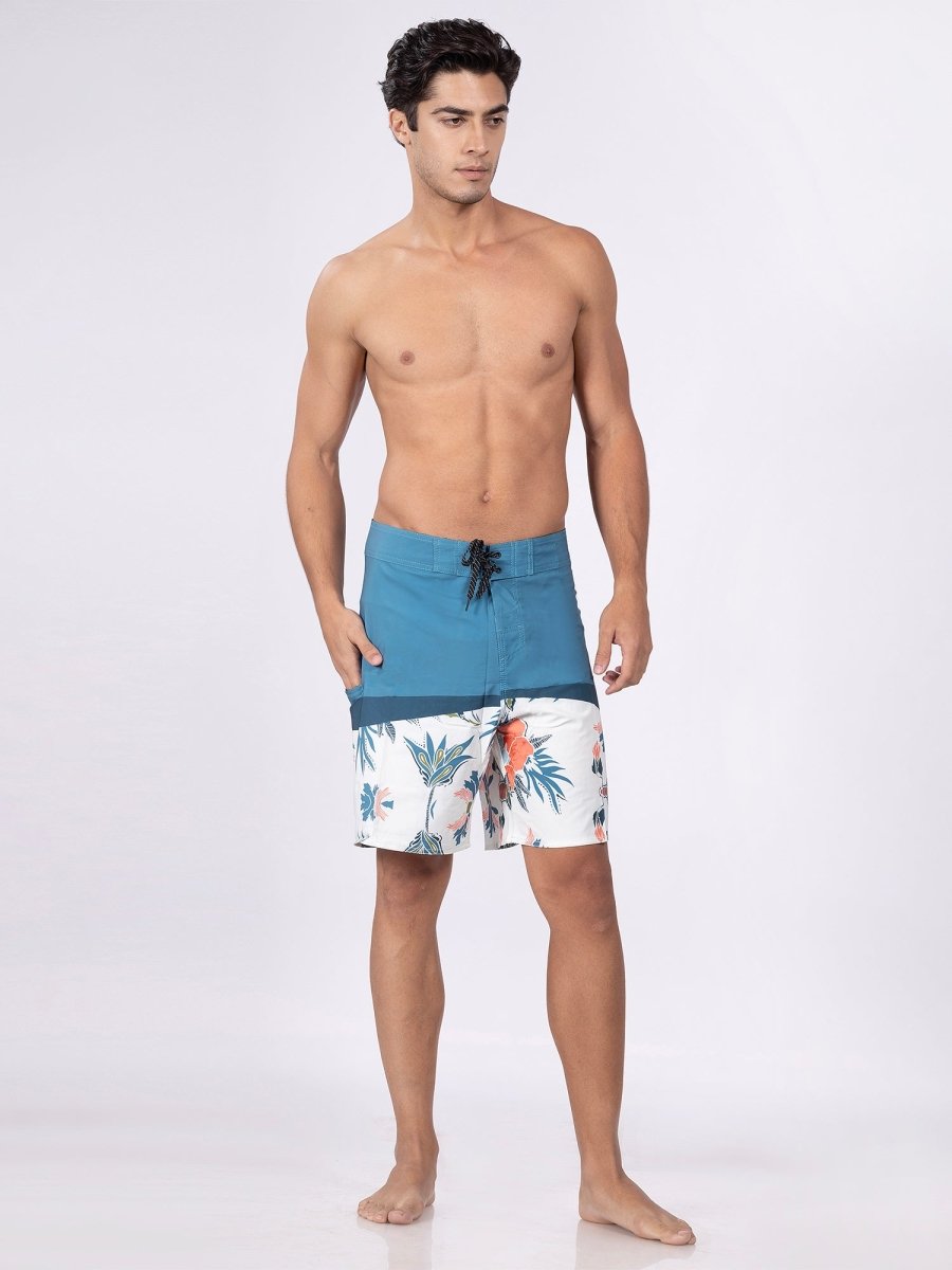 Blue Men Mid-Rise Quick Dry Swim Shorts - DIMEH