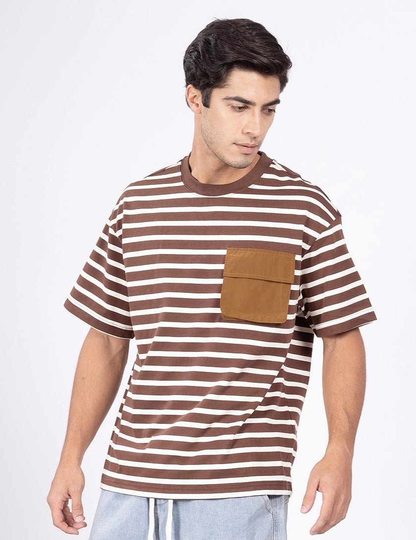 Coffee Swirl Stripe Tee - DIMEH