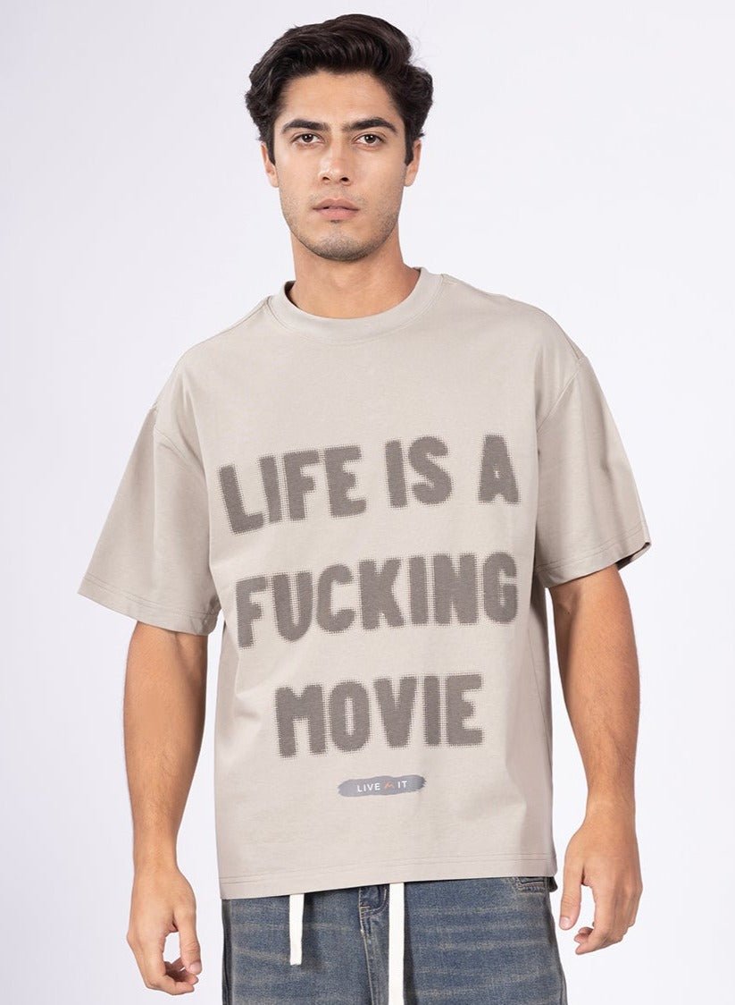 Lyf Is A Fkn Movie Grey Tee Men - DIMEH