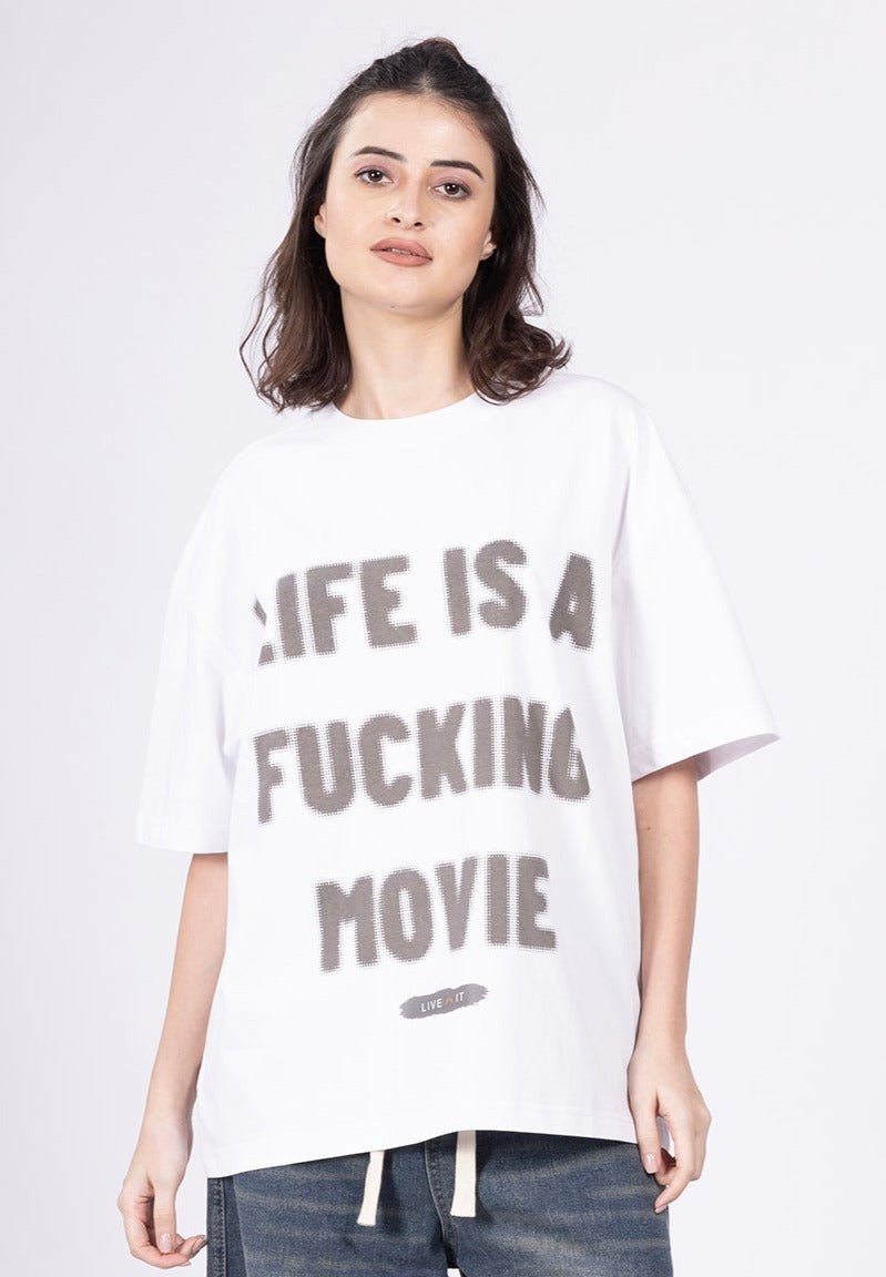 Lyf Is A Fkn Movie White T-Shirt [ Unisex ] - DIMEH