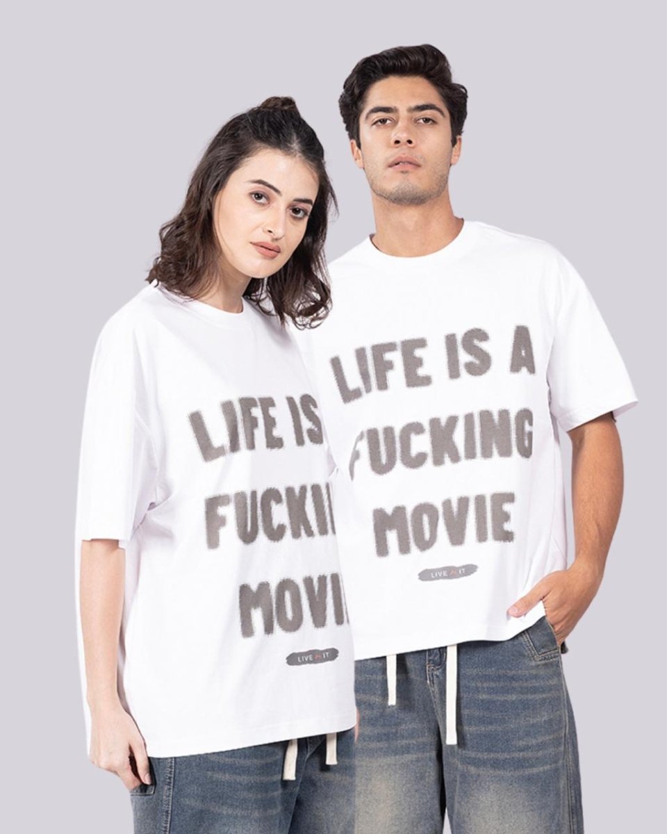 Lyf Is A Fkn Movie White T - Shirt [ Unisex ] - DIMEH