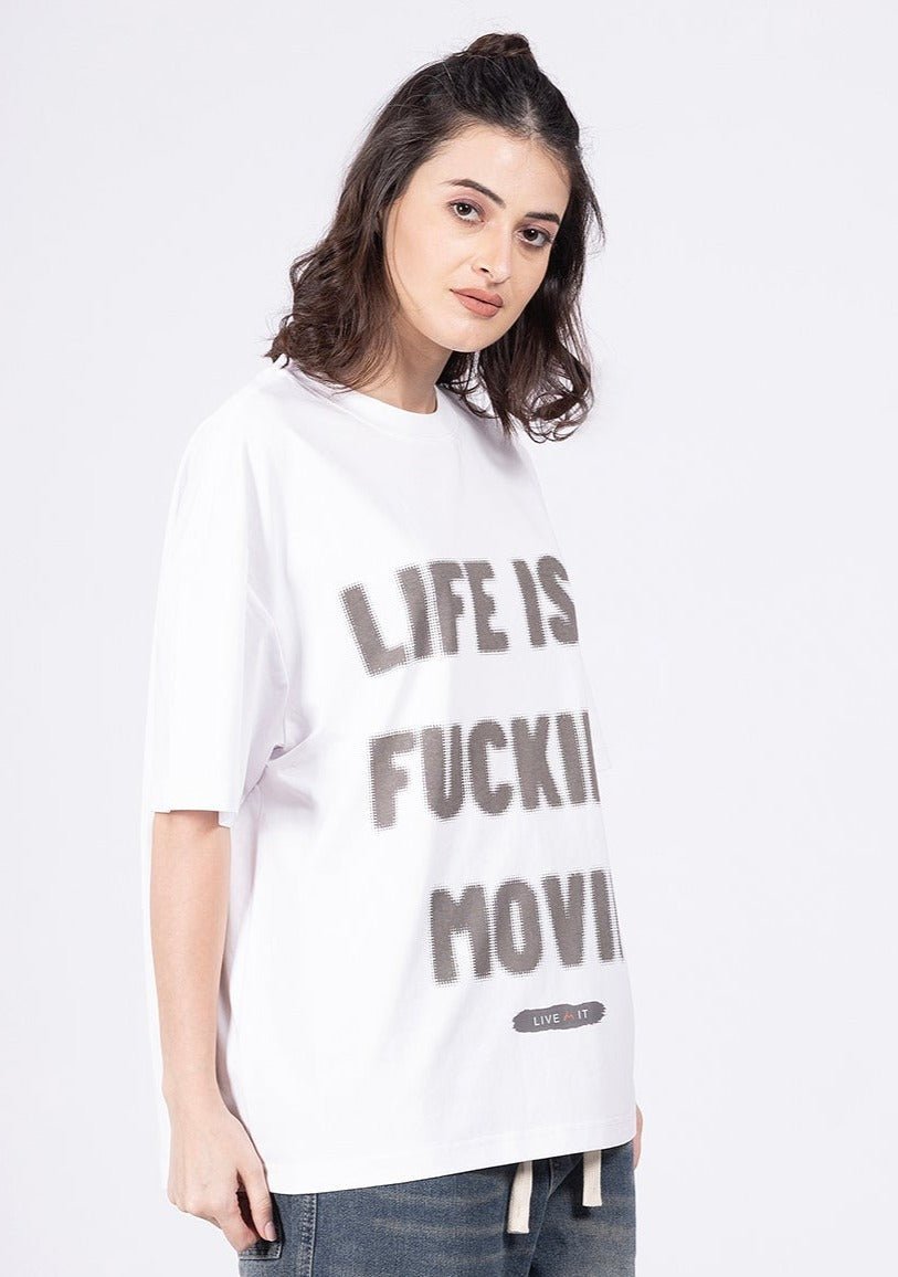 Lyf Is A Fkn Movie White T-Shirt [ Unisex ] - DIMEH