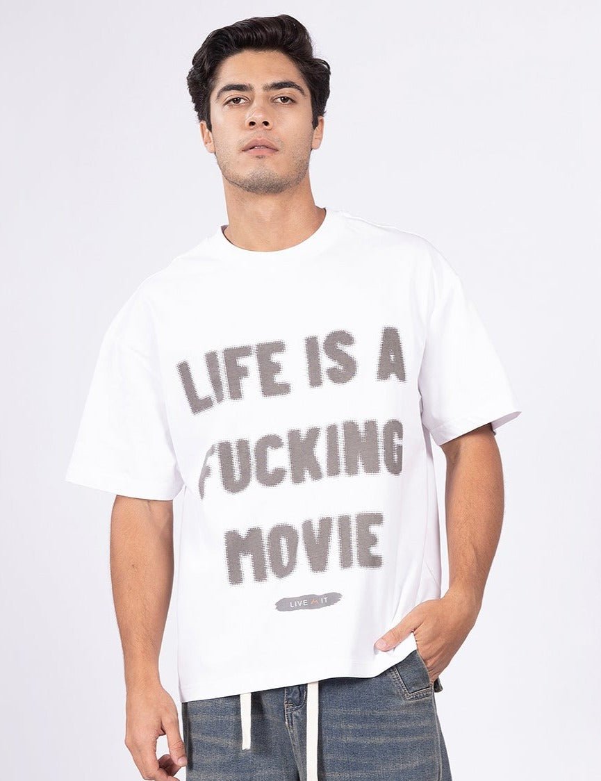 Lyf Is A Fkn Movie White Tee Men - DIMEH