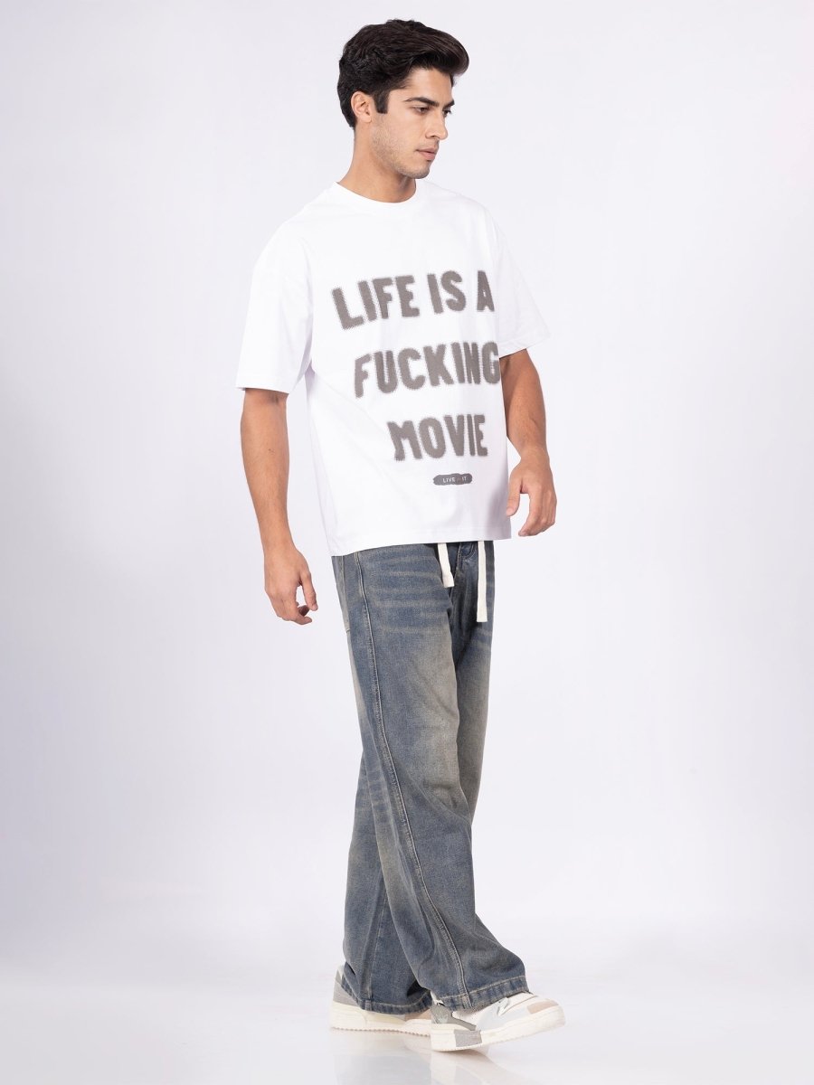 Lyf Is A Fkn Movie White Tee Men - DIMEH