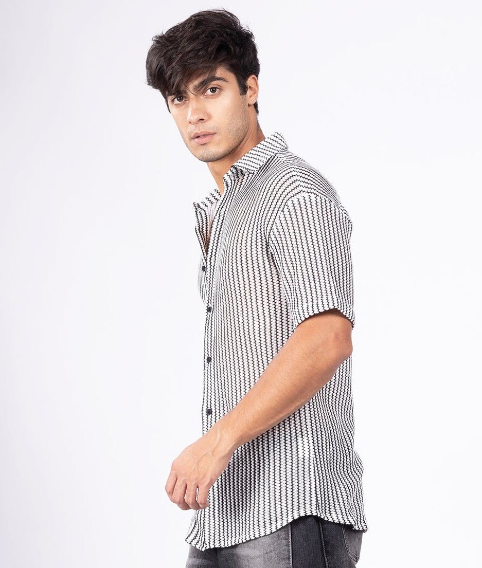 Monochrome White Stripped Shirt - DIMEH