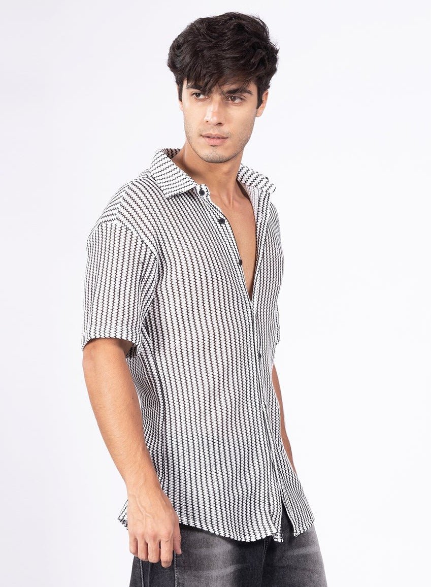 Monochrome White Stripped Shirt - DIMEH