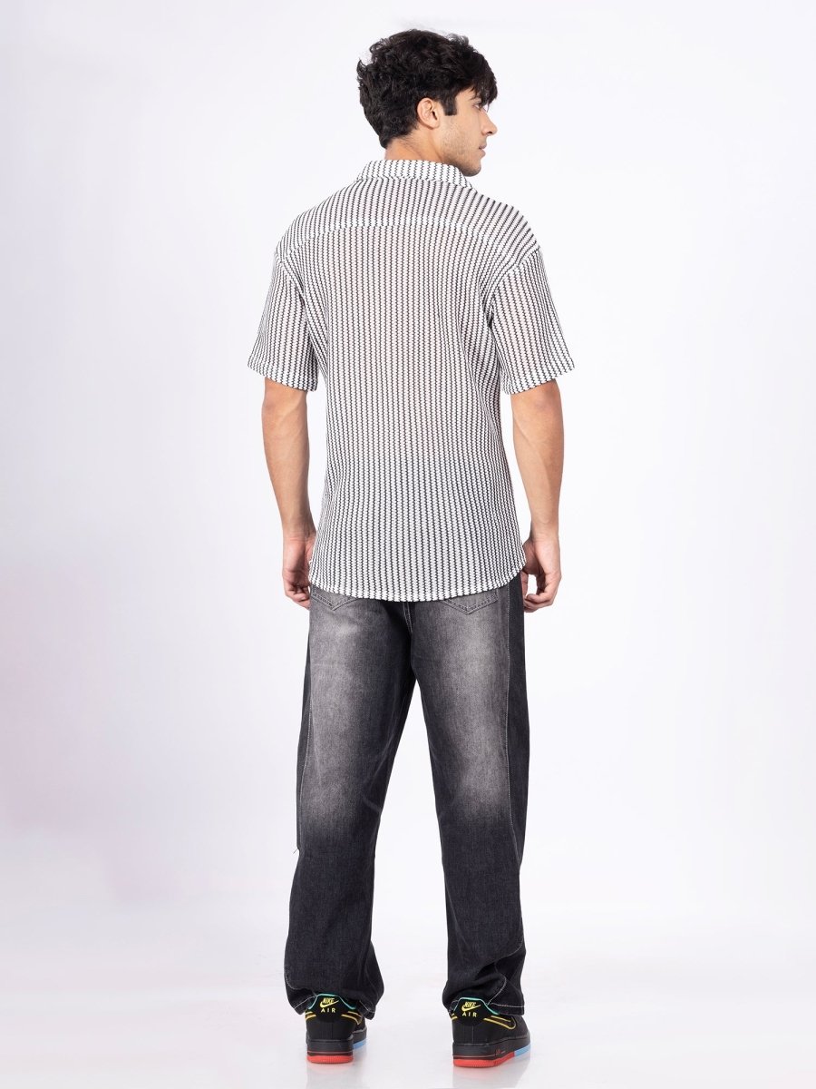 Monochrome White Stripped Shirt - DIMEH