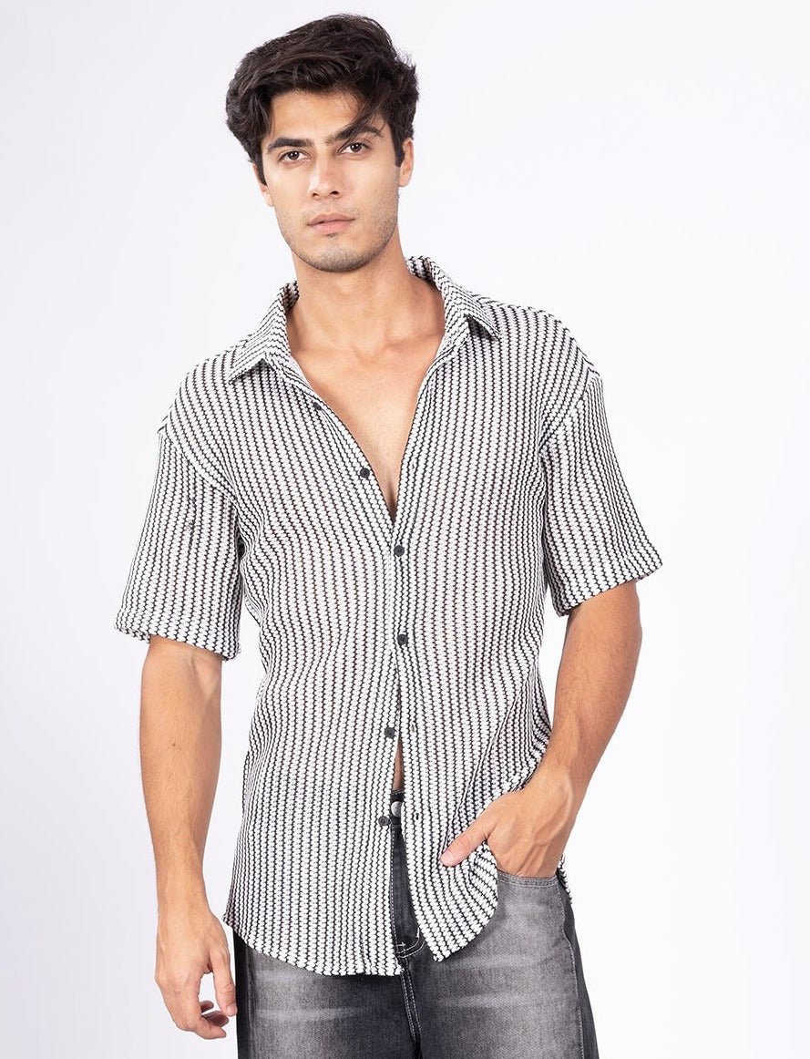 Monochrome White Stripped Shirt - DIMEH