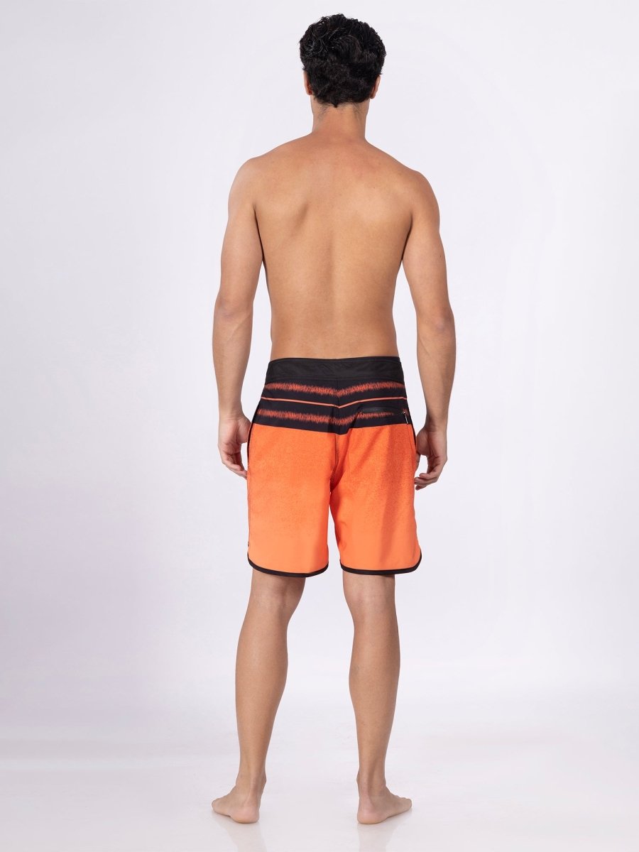 Orange Men Mid-Rise Quick Dry Swim Shorts - DIMEH