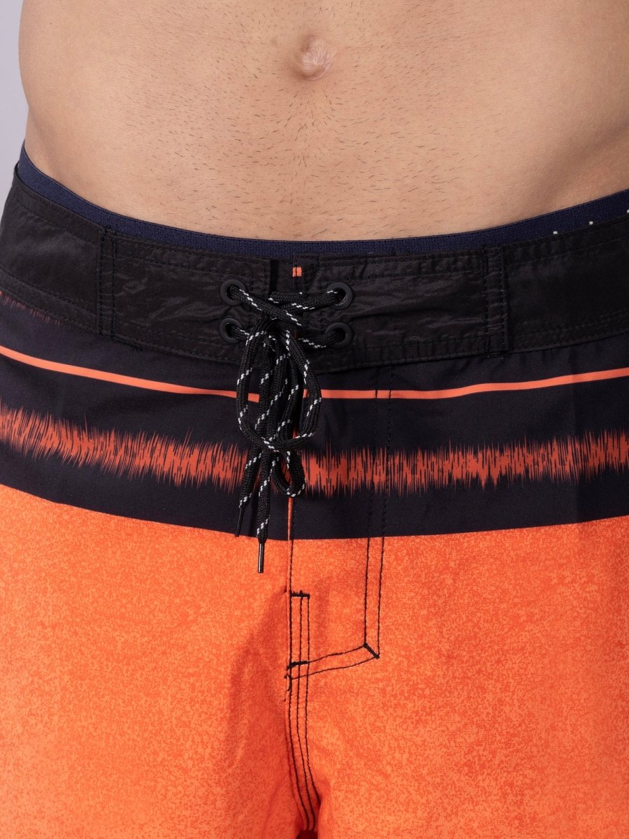 Orange Men Mid-Rise Quick Dry Swim Shorts - DIMEH