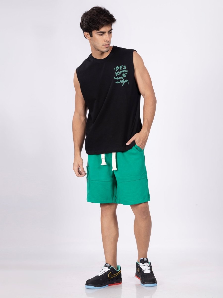 Radiant Green Knitted Shorts Men - DIMEH