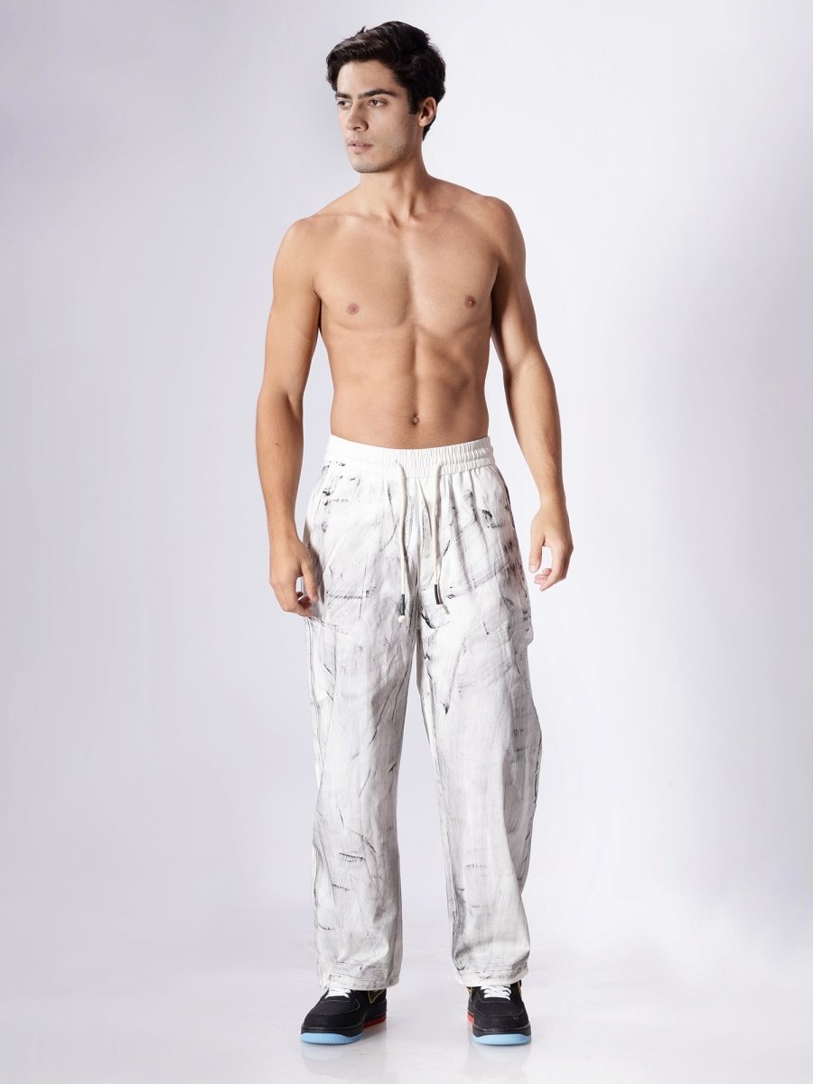 Rocco White Loose Fit Joggers [ Unisex ] - DIMEH