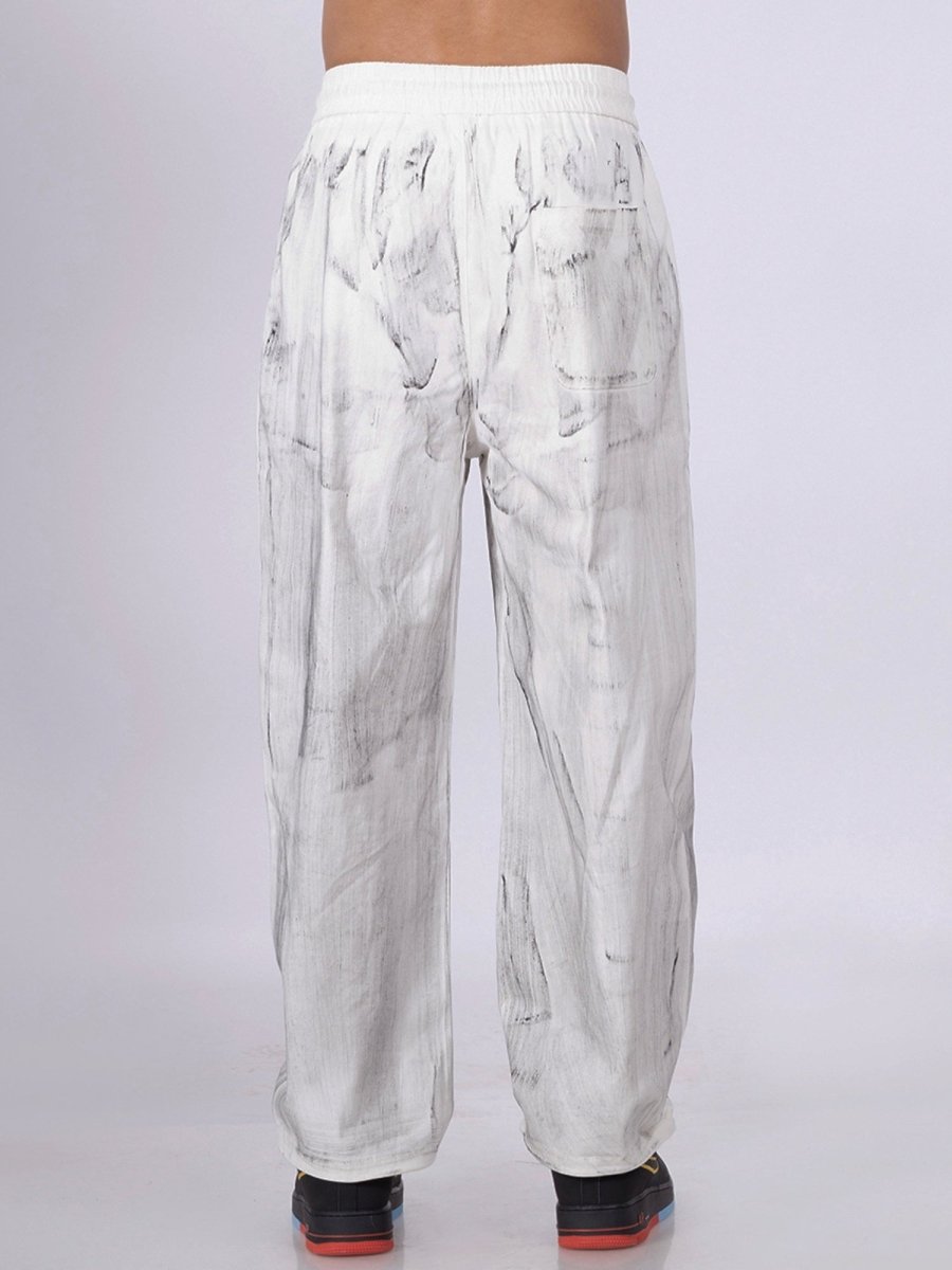 Rocco White Loose Fit Joggers [ Unisex ] - DIMEH