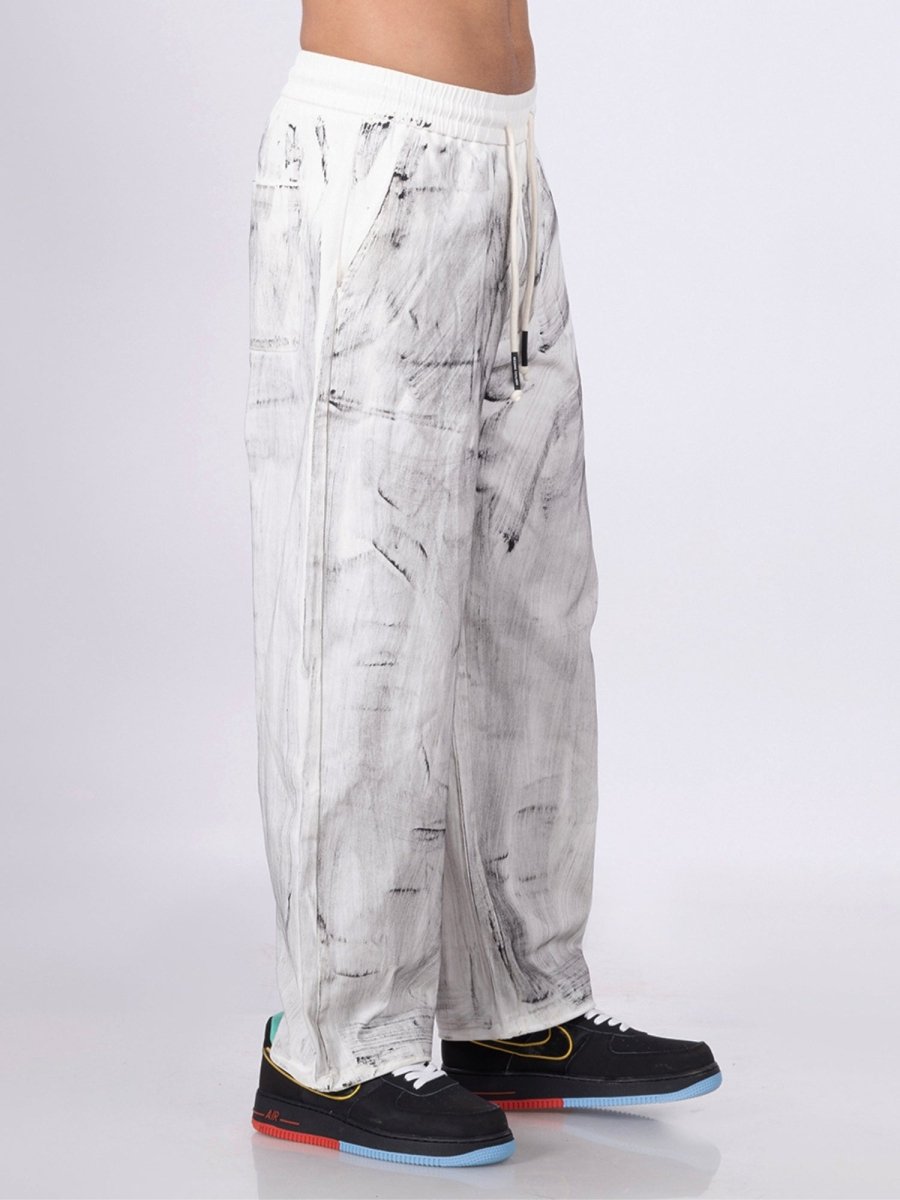 Rocco White Loose Fit Joggers [ Unisex ] - DIMEH