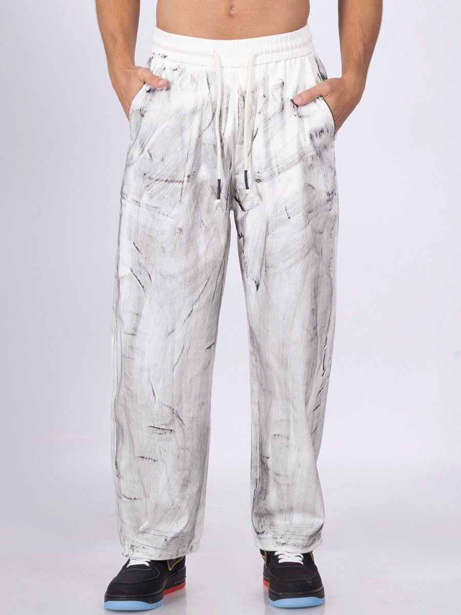 Rocco White Loose Fit Joggers [ Unisex ] - DIMEH