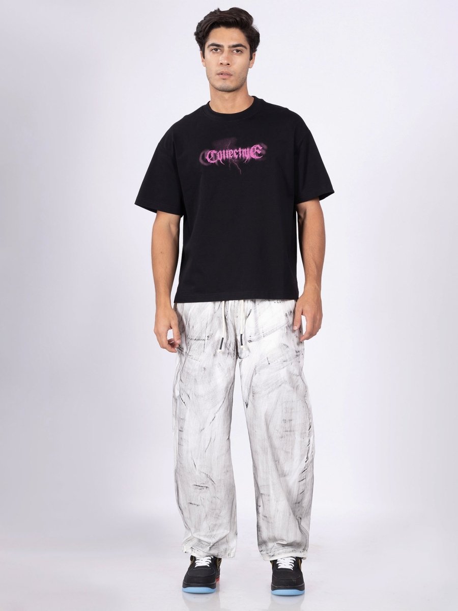 Rocco White Loose Fit Joggers [ Unisex ] - DIMEH