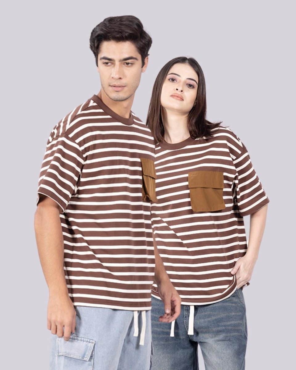 Swirl Coffee Stripe T - Shirt [ Unisex ] - DIMEH