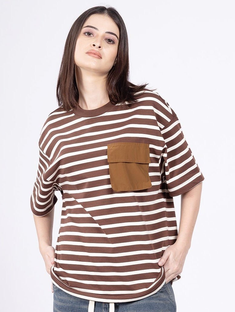 Swirl Coffee Stripe T-Shirt [ Unisex ] - DIMEH