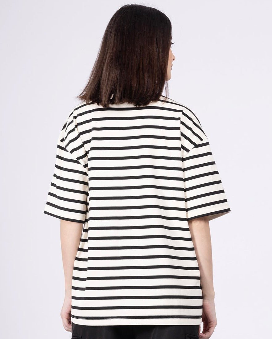 Swirl Vanilla Stripe T-Shirt [ Unisex ] - DIMEH