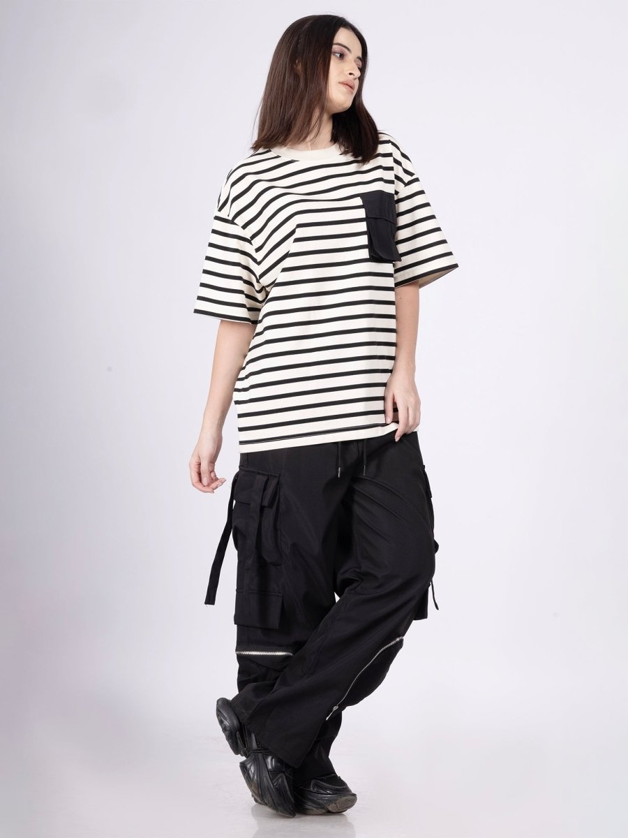 Swirl Vanilla Stripe T-Shirt [ Unisex ] - DIMEH