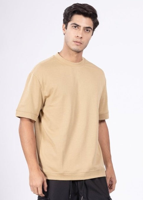 Urban Ease Beige Loose Fit Tee - DIMEH