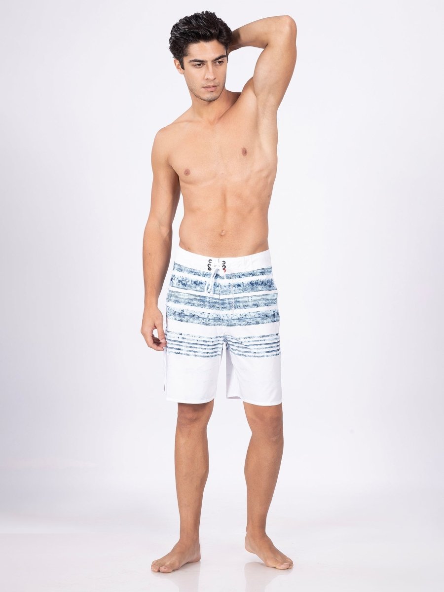 White Men Mid-Rise Quick Dry Swim Shorts - DIMEH