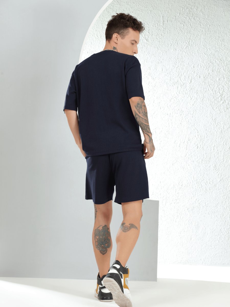 Waffle Oversized Navy Co-ords - DIMEH