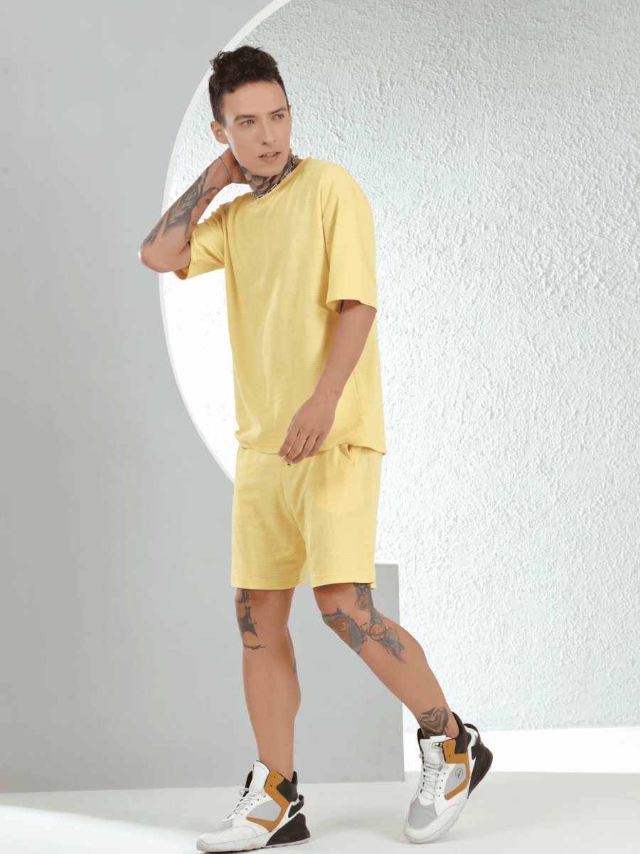 Waffle Oversized Yellow Co-ords - DIMEH