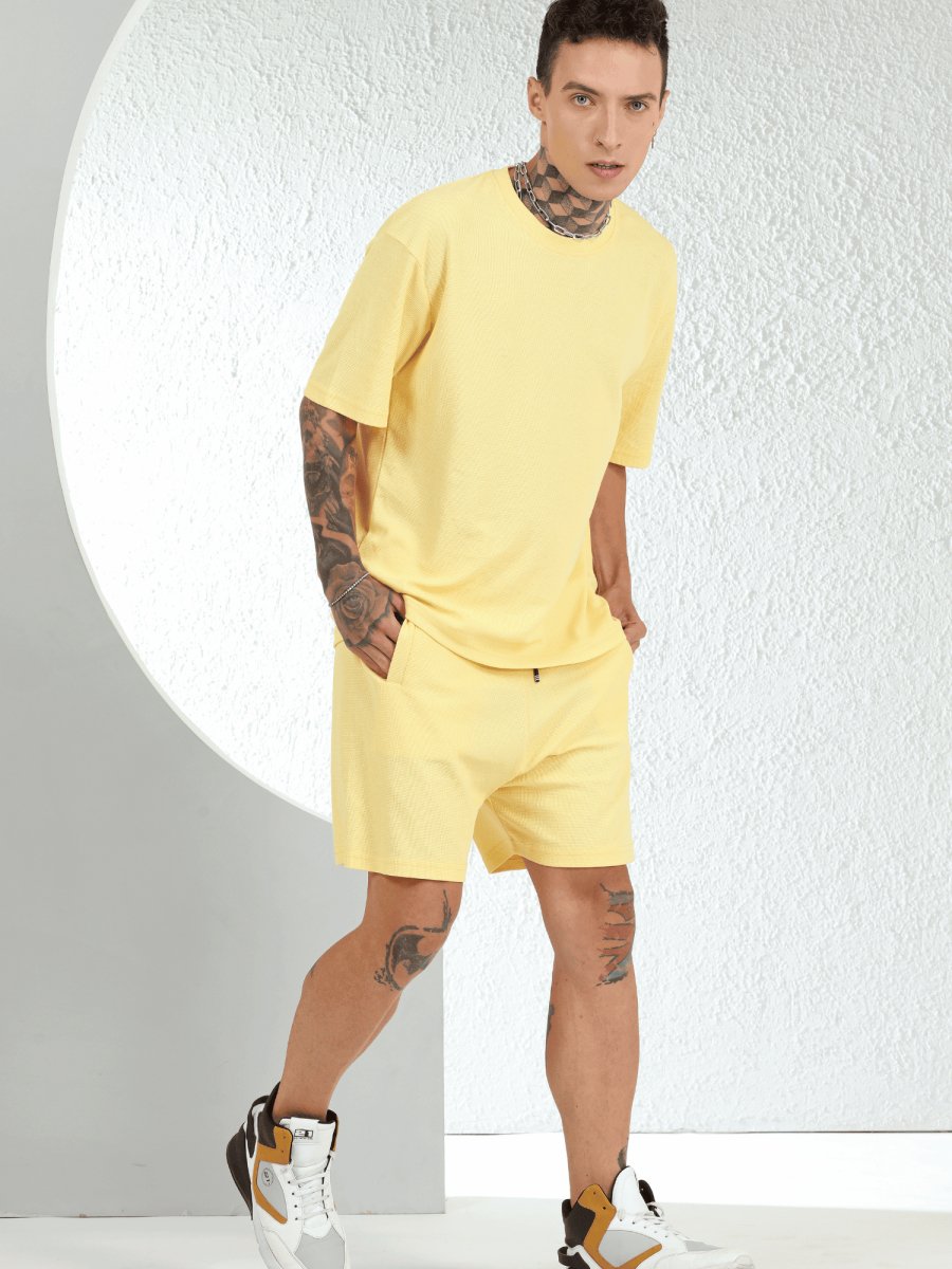 Waffle Oversized Yellow Co-ords - DIMEH