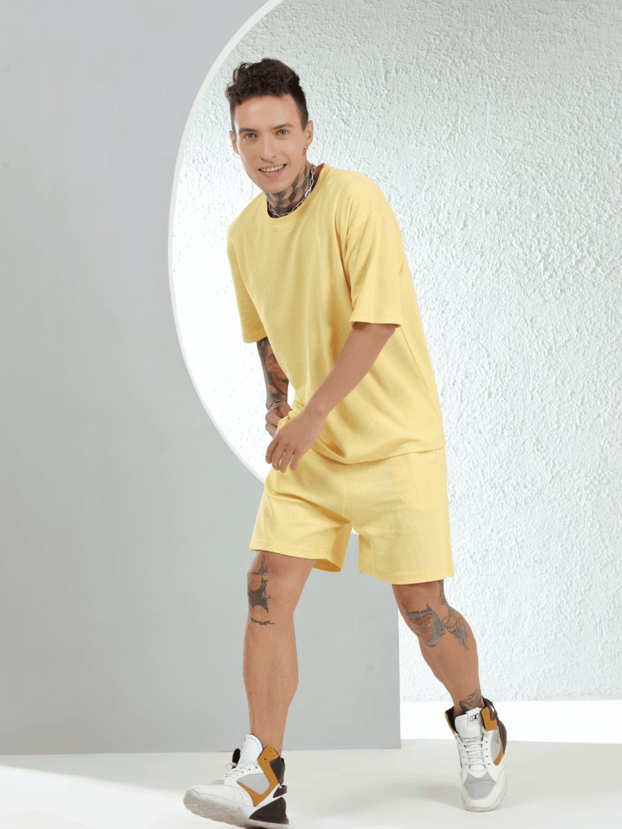 Waffle Oversized Yellow Co-ords - DIMEH